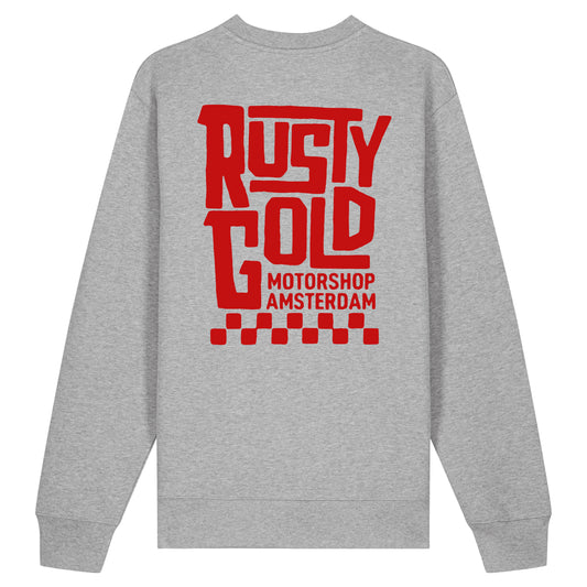 Rusty Gold Finish Sweater Grey & Red