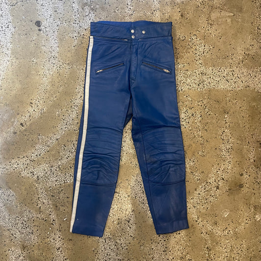 Vintage Blue and White Leather rinding pants
