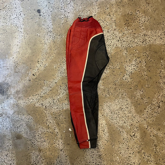 Red, White and Black and White vintage Leather rinding pants