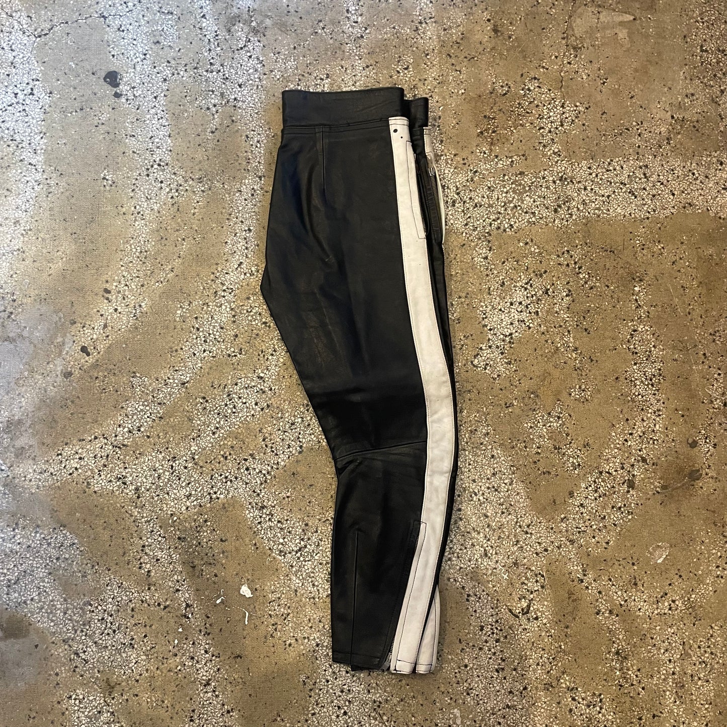 Black and White vintage Leather rinding pants