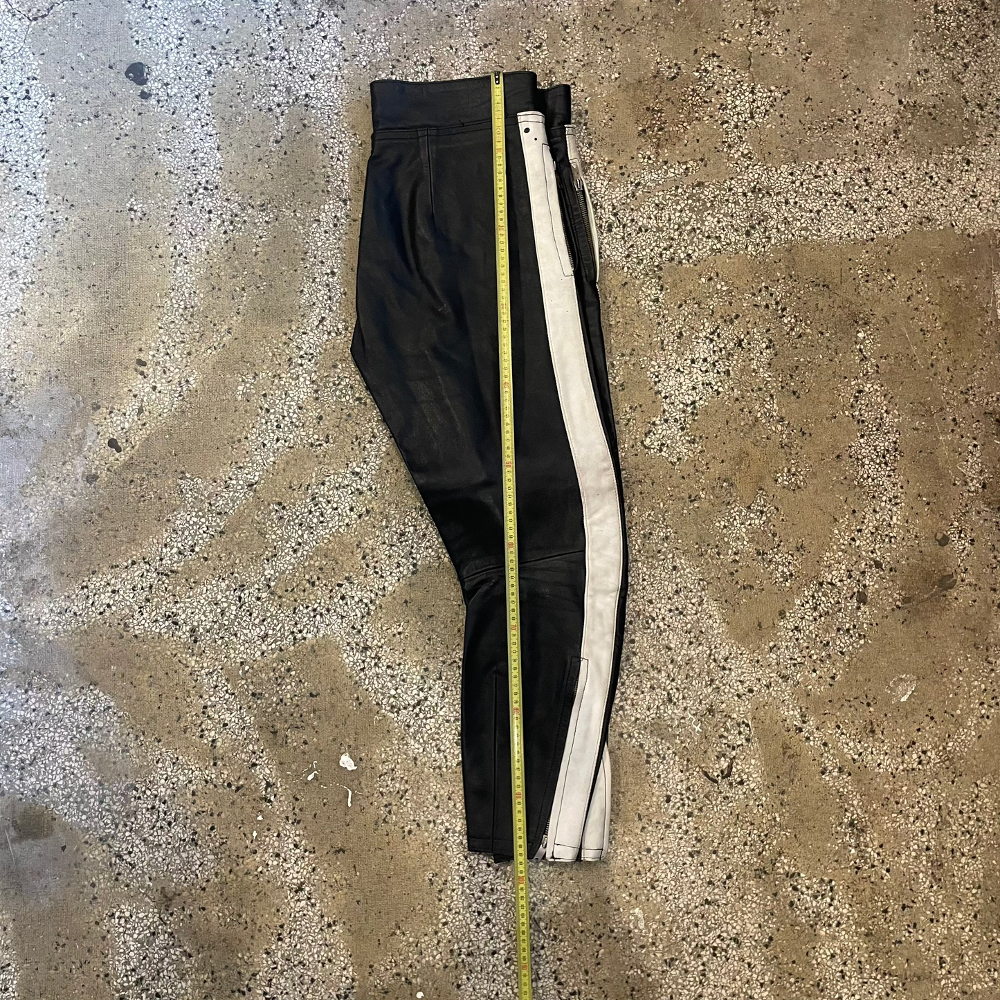Black and White vintage Leather rinding pants