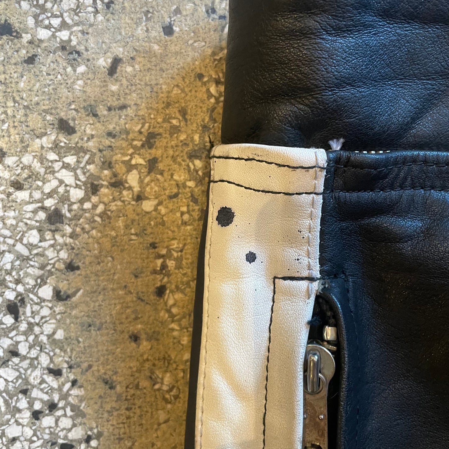 Black and White vintage Leather rinding pants