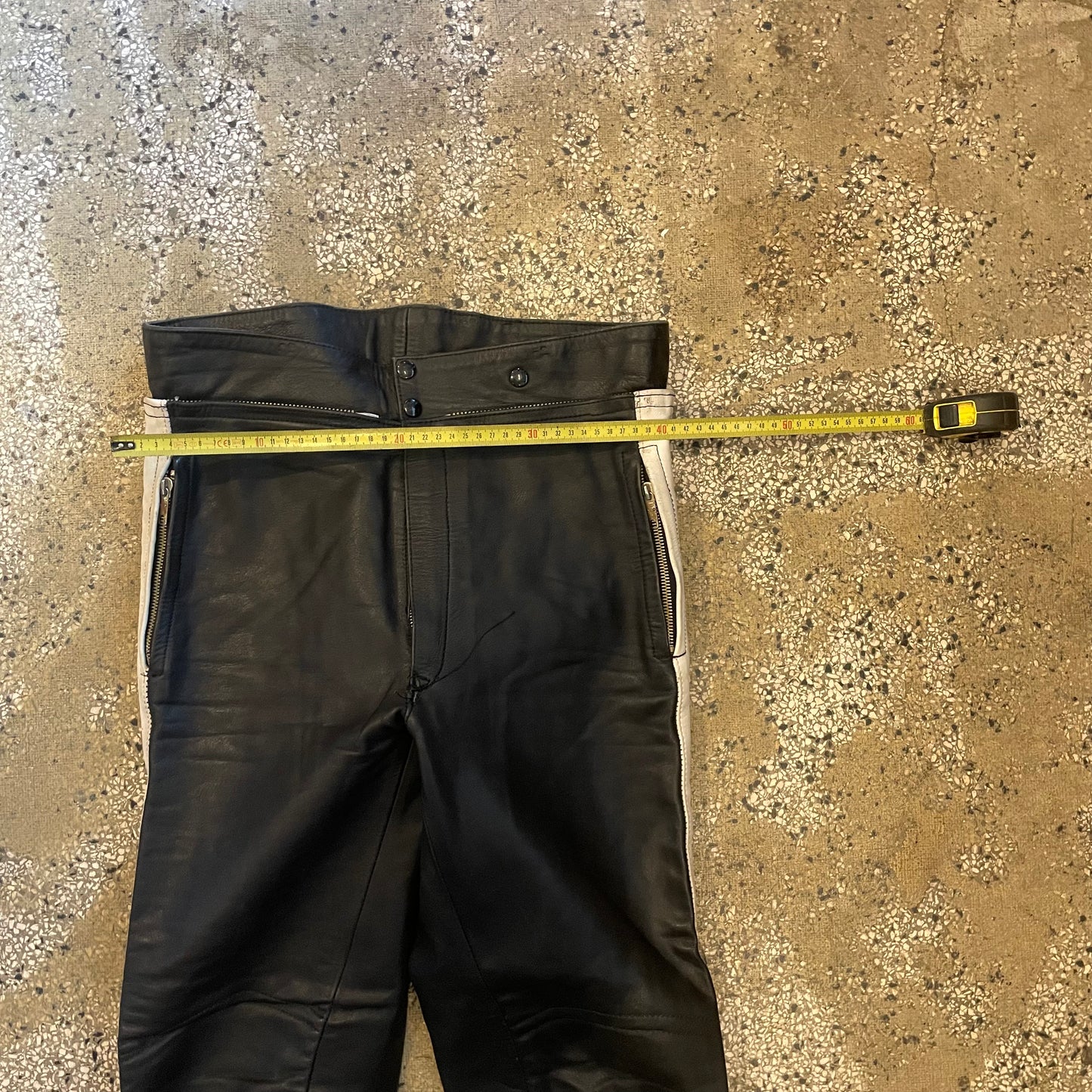Black and White vintage Leather rinding pants