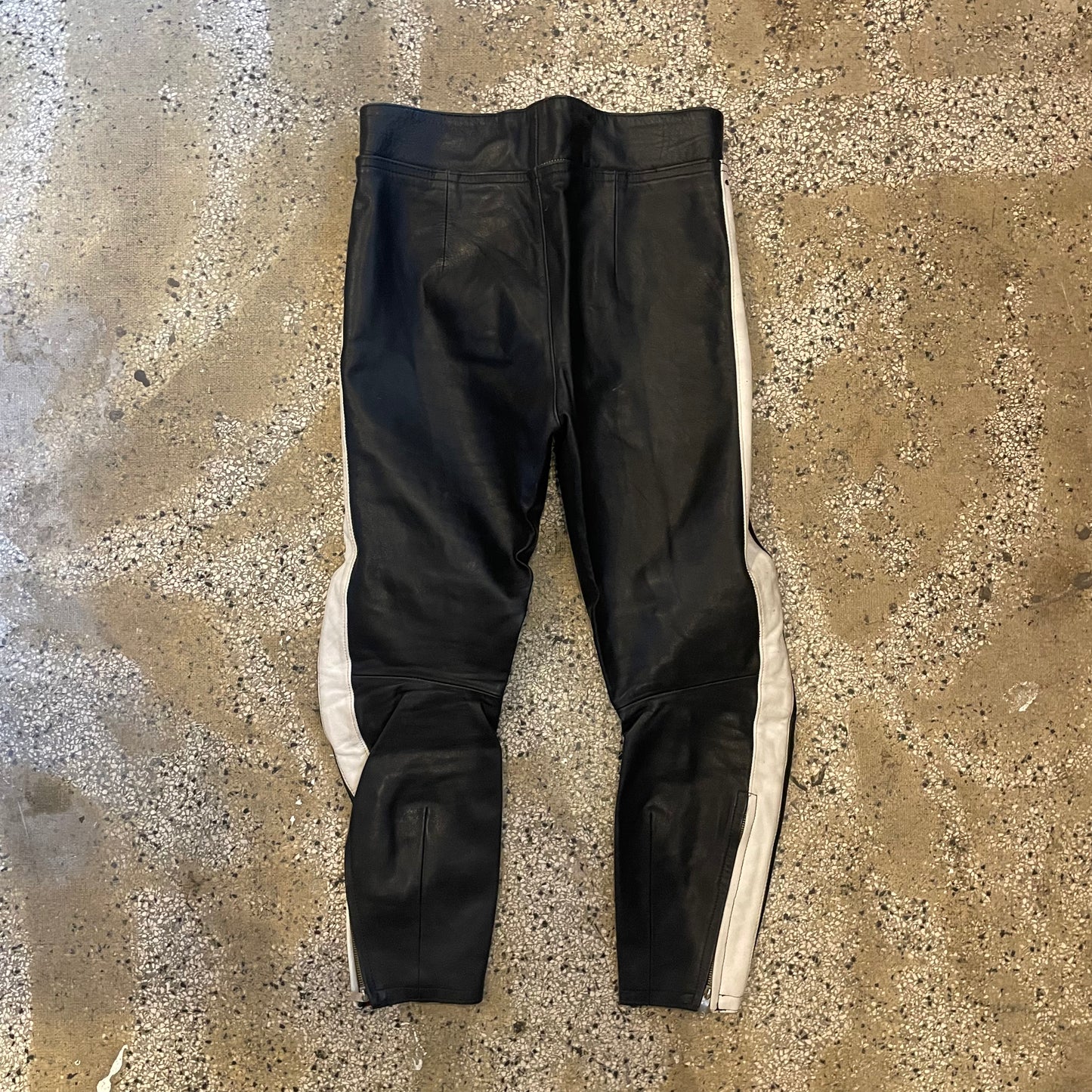 Black and White vintage Leather rinding pants