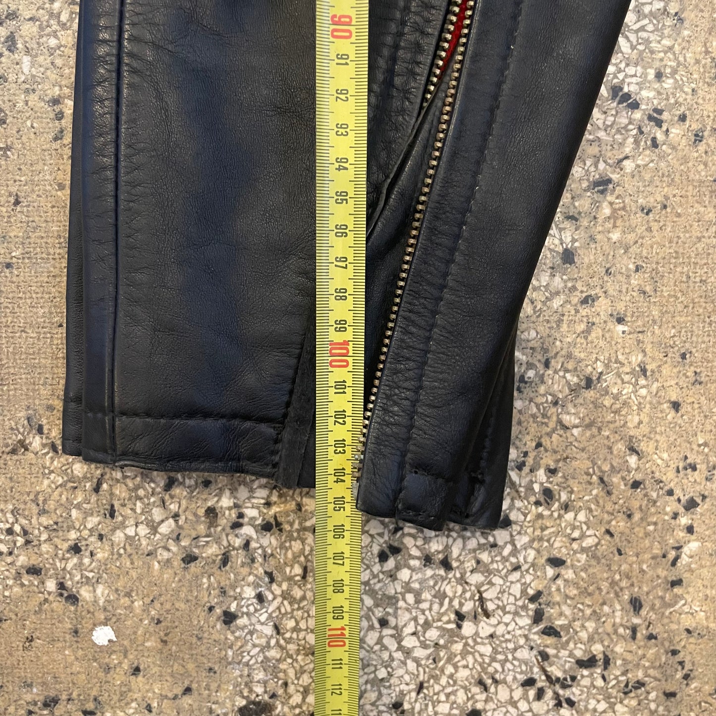 Black, Red and White vintage Leather rinding pants