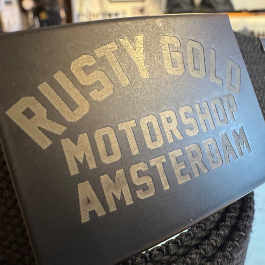 Rusty Gold Canvas Slider Belt - Black