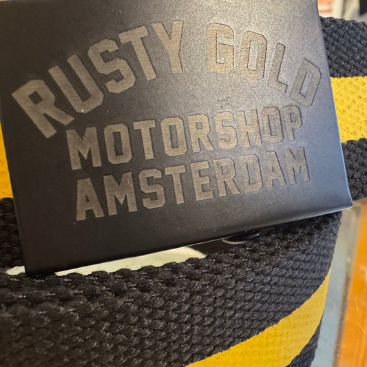 Rusty Gold Canvas Slider Belt - Black&Yellow
