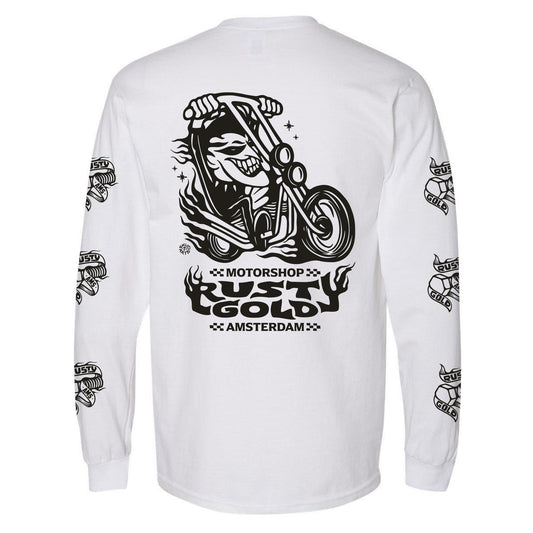 Rusty Gold Joker Long Sleeve Tee White