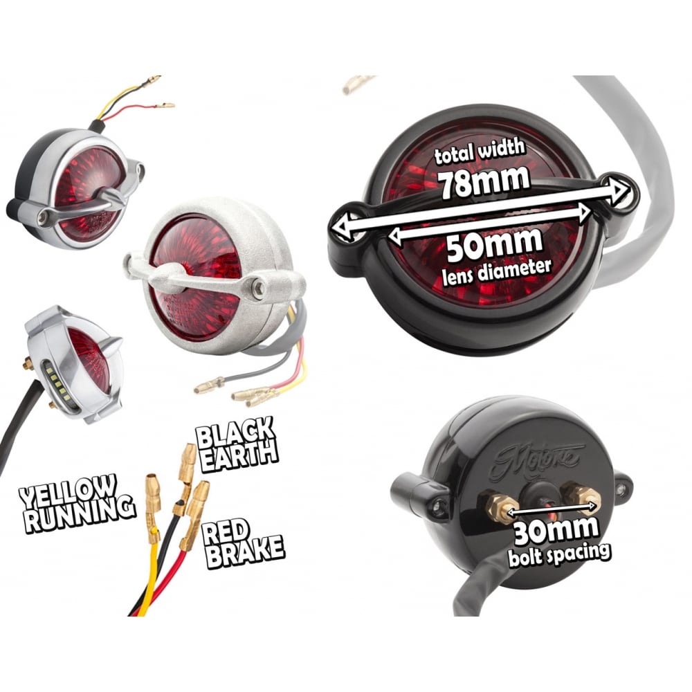 Motone Bel Air Tail Light + Fender Mount Kit - Shot Blast