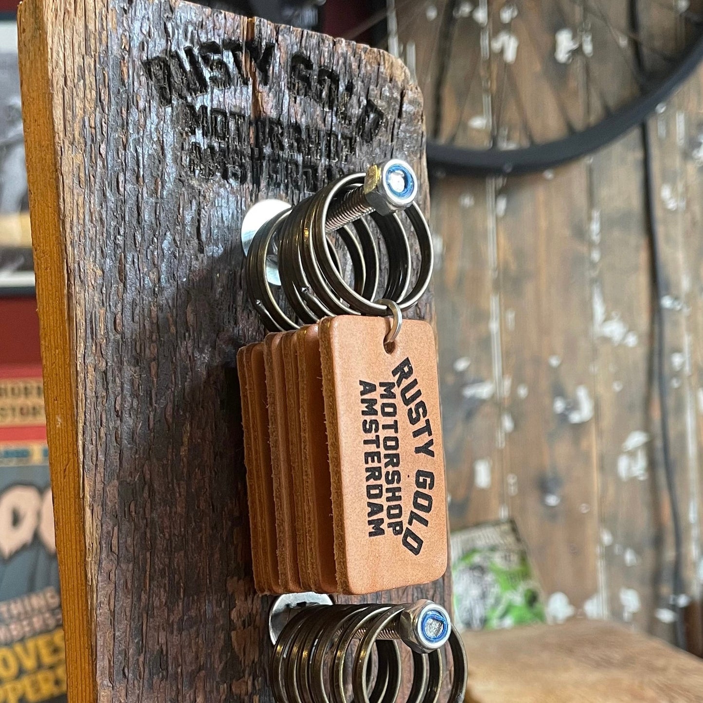 Rusty Gold Leather Key Fob