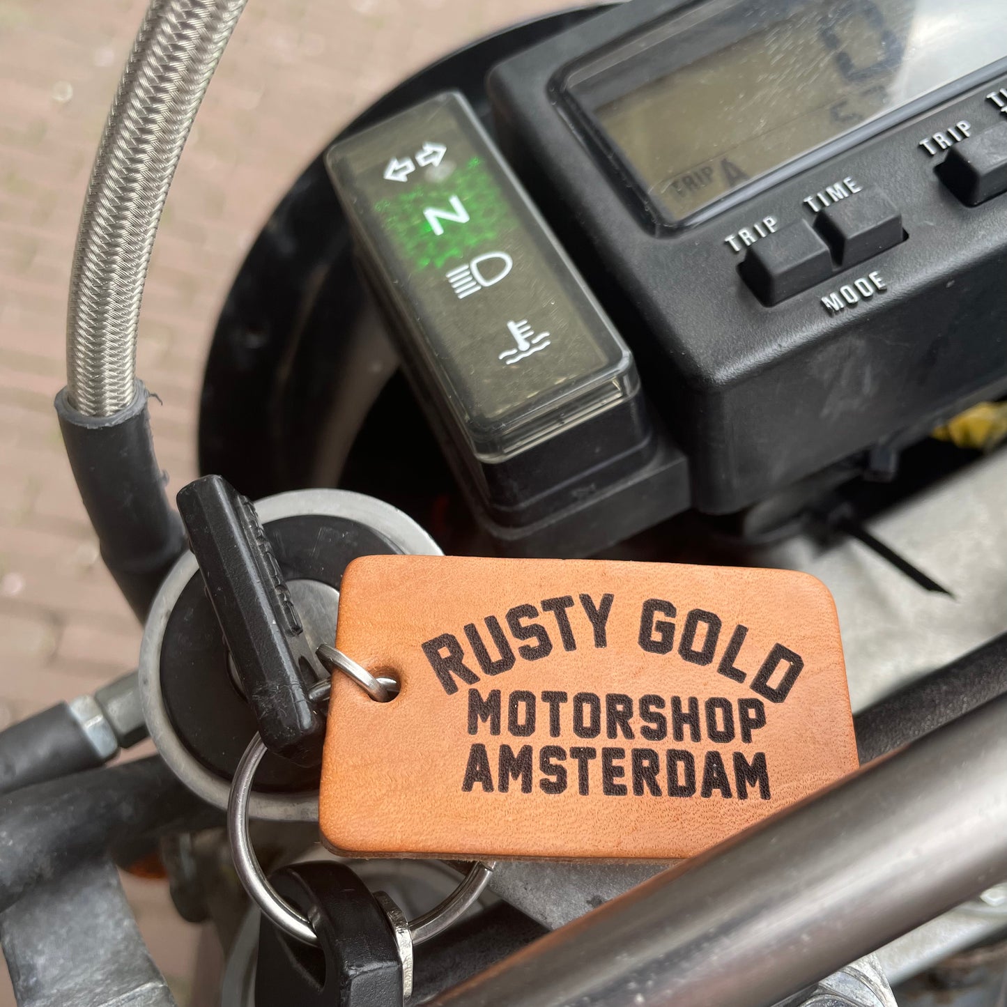 Rusty Gold Leather Key Fob