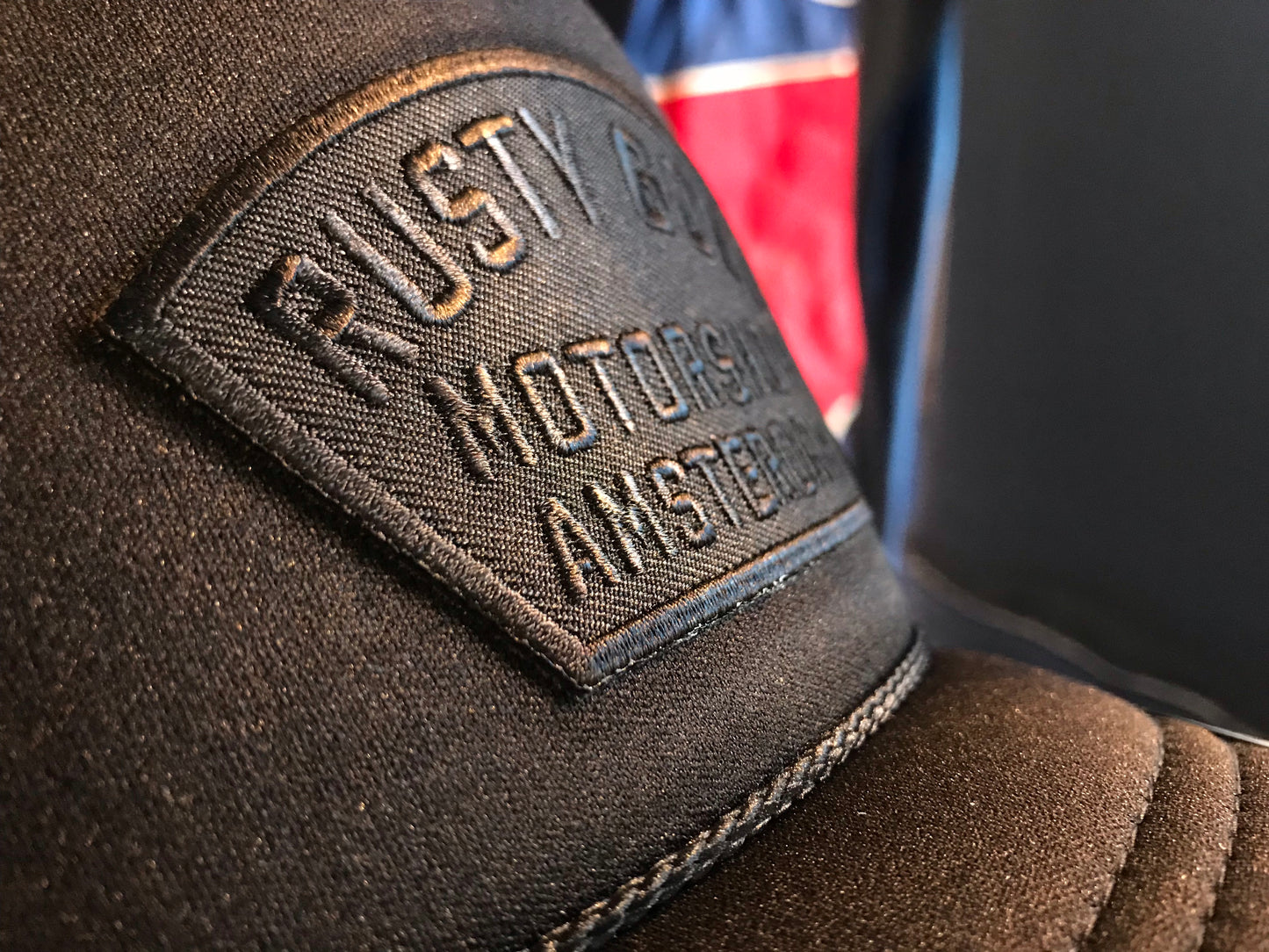 Rusty Gold Shield Trucker - black on black