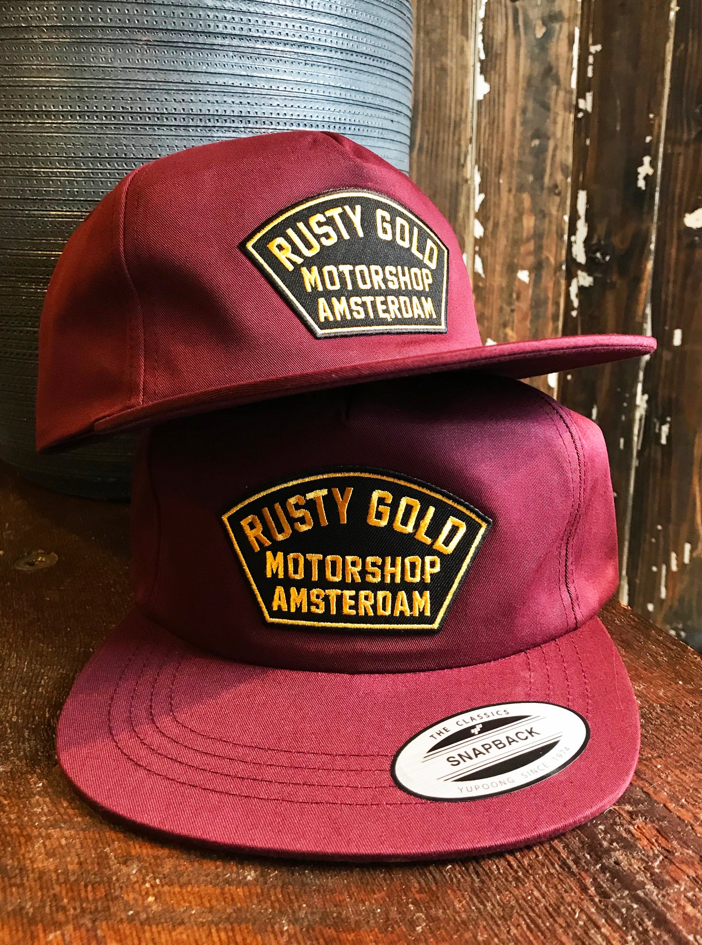 Rusty Gold Shield 5-panel Snapback - Oxblood