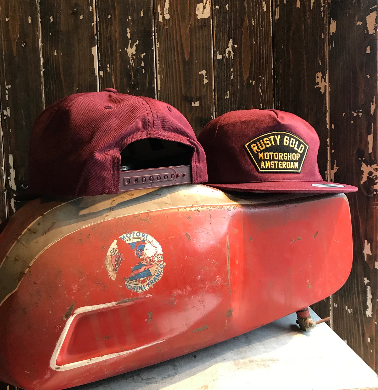 Rusty Gold Shield 5-panel Snapback - Oxblood