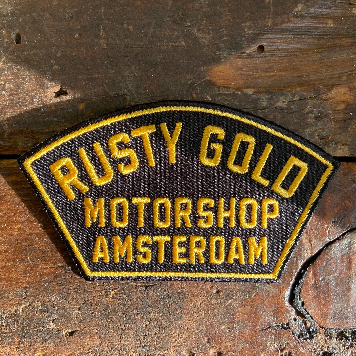 Rusty Gold Shield Patch Gold & Black