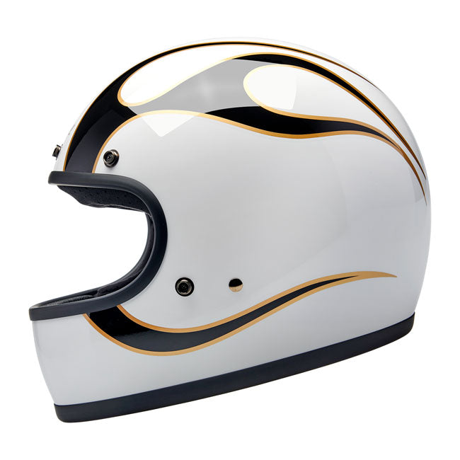 BILTWELL GRINGO HELMET GLOSS WHITE/BLACK FLAMES