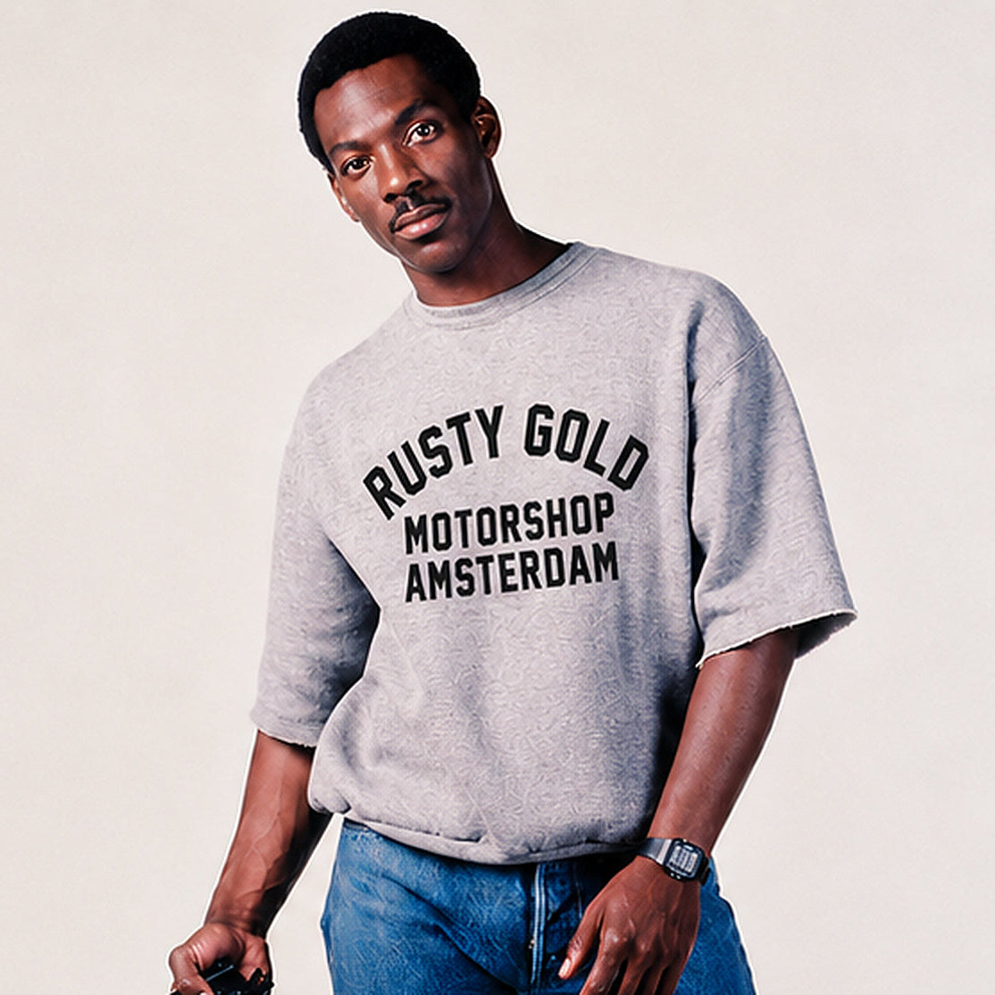 Rusty Gold 80's Sweater Tee - Herringbone Terry Grey