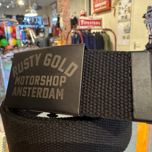 Rusty Gold Canvas Slider Belt - Black