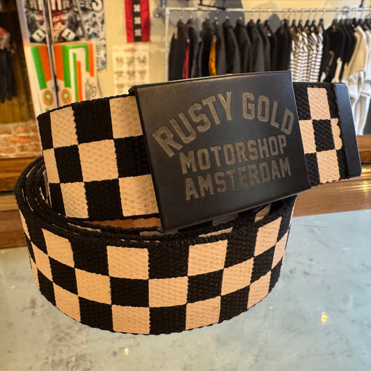 Rusty Gold Canvas Slider Belt - Checkered