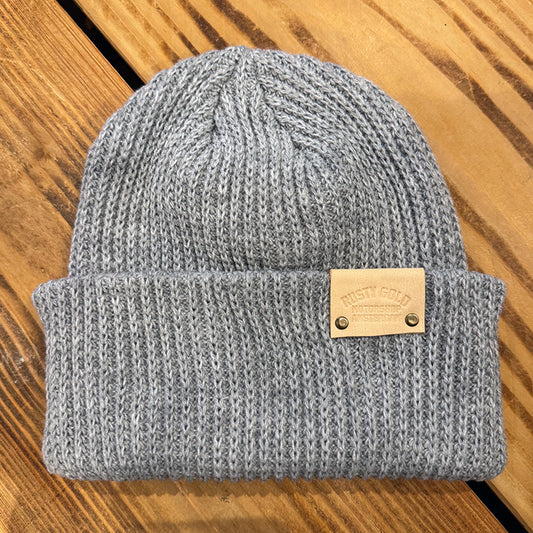Rusty Gold Rib Beanie - Grey Marl