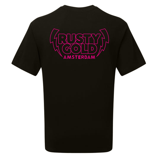 Rusty Gold Bolts Tee - Fluo Pink