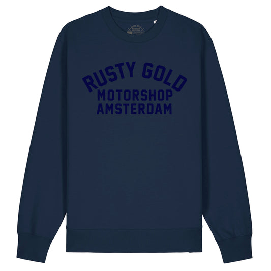 Rusty Gold Race Sweater Blue on Blue