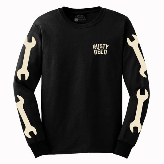 Rusty Gold Spanner Long Sleeve Tee Black