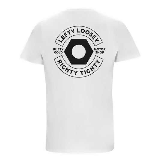 Rusty Gold Left Right Tee White