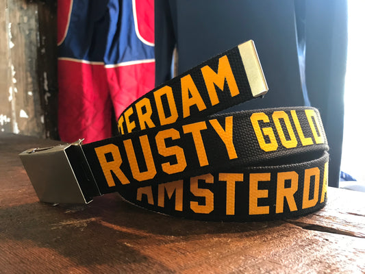 Rusty Gold Slider Belt Black