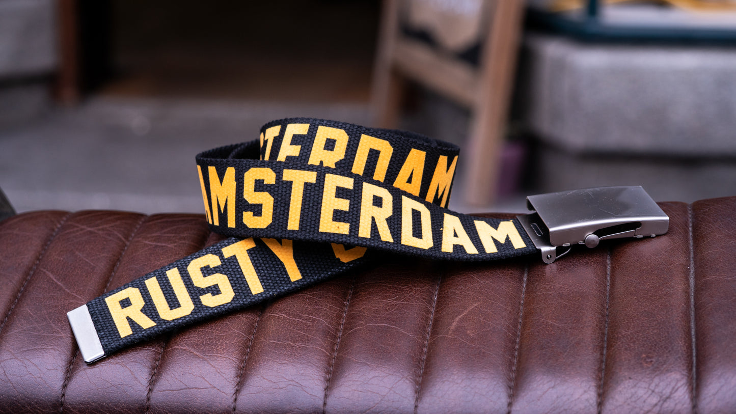Rusty Gold Slider Belt Black