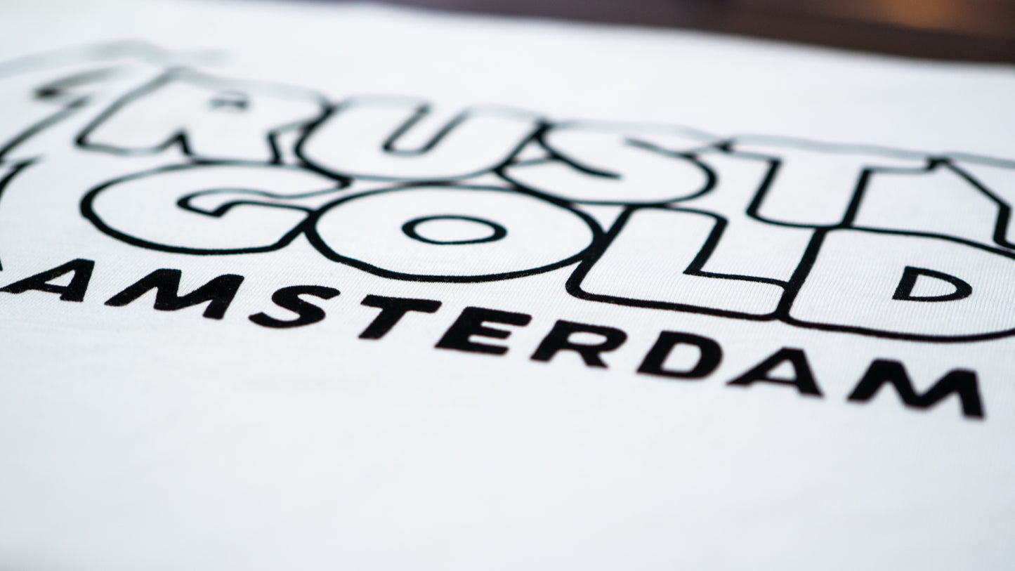 Rusty Gold Bolts Tee White&Black